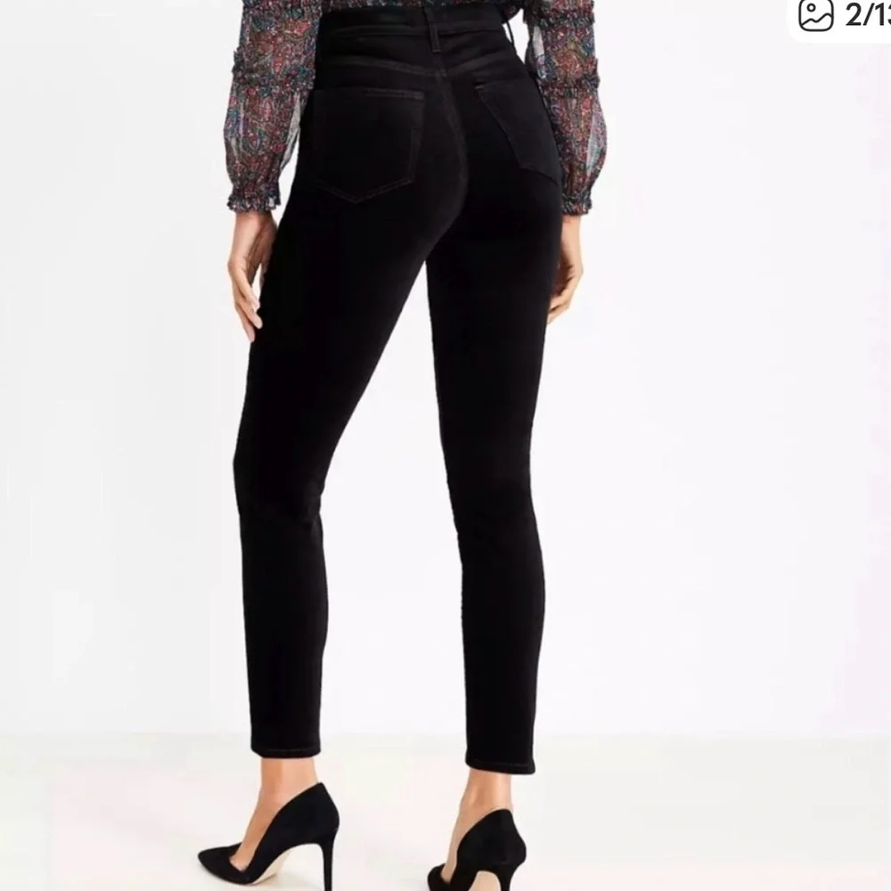 LOFT Black Velvet Slim Fit Pants - Picture 9 of 16